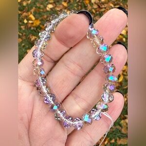 Iridescent Faceted Crystal Beaded Bracelet